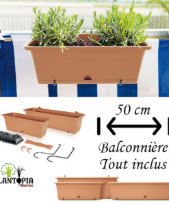 Balconnière Terra Cotta Maroc avec support | Jardinière pour balcon | اصيص محبق بخزان ماء للبلكون و الشرفة في المغرب