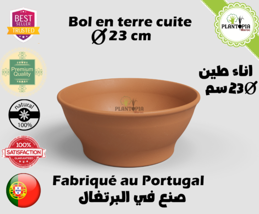 Bol de plantation en terre cuite - Plantopia Maroc - Pot terre cuite forme de bol pour plantation semis herbes à chat