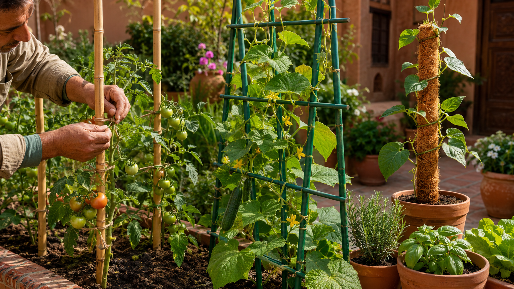 Tuteurage des plantes au moi de mai - Plantopia Maroc