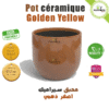 Pot ceramique fait main 17 cm golden yellow - Pot desiign - Plantopia Maroc